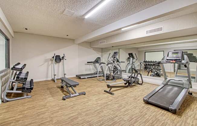 our exercise room is equipped with a variety of cardio equipment