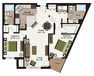 2 beds, 2 baths, 1,303 sqft, $1,838