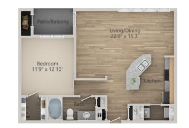 1 bed, 1 bath, 839 sqft, $1,612