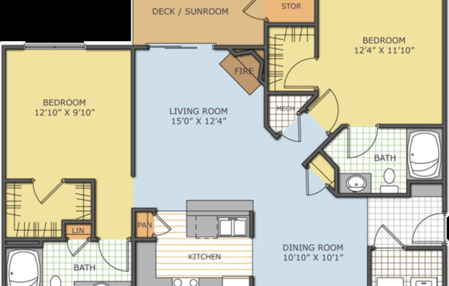 2 beds, 2 baths, 1,216 sqft, $1,396