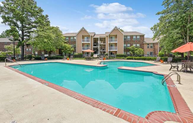 commons pool with apartment buildings