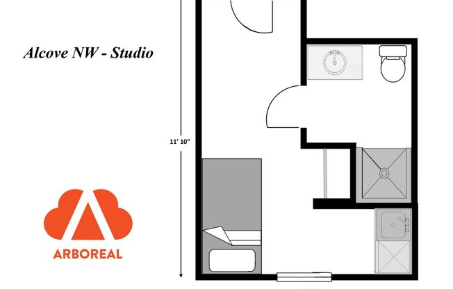 Studio, 1 bath, 150 sqft, $845, Unit 105