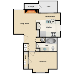  Floor Plan 1 Bed 1 Bath