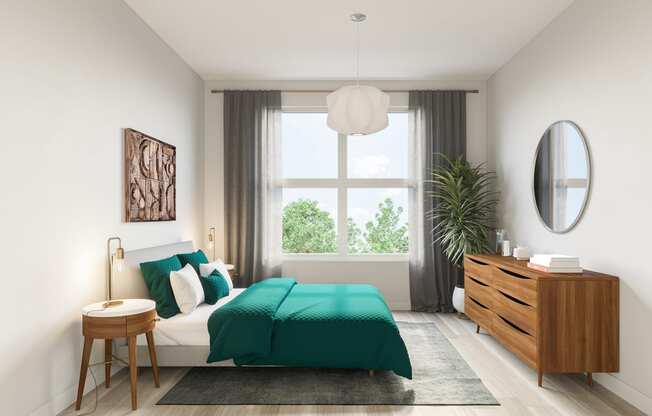 Relaxing and spacious bedroom  at Link Apartments® Montford, Charlotte, NC, 28209