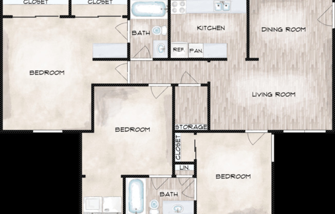 3 beds, 2 baths, 1,085 sqft, $1,800