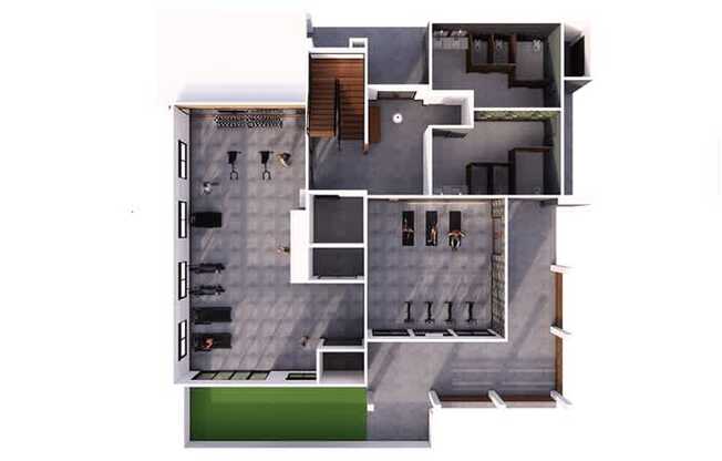 A 3D rendered image of a modern house.