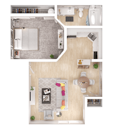 1 bed, 1 bath, 600 sqft, $1,328
