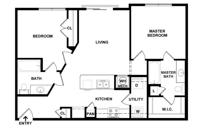 2 beds, 2 baths, 1,219 sqft, $1,246