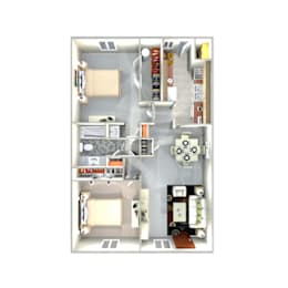 2 beds, 1 bath, 889 sqft, $1,374