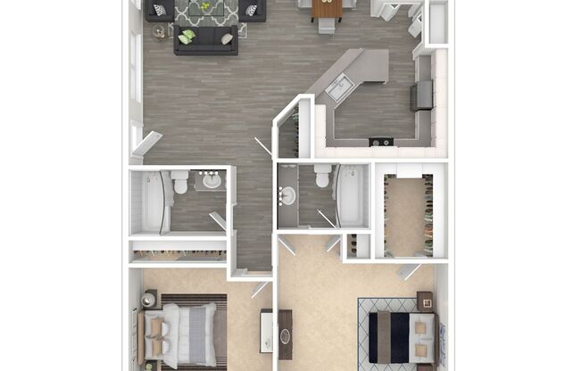 2 beds, 2 baths, 1,070 sqft, $1,405