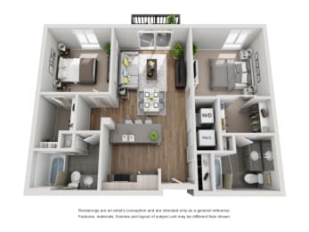 2 beds, 2 baths, 894 sqft, $1,969