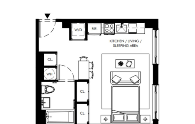 Studio, 1 bath, $2,320, Unit 604