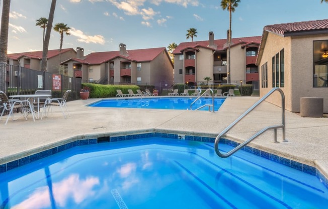 Enclave view of hot tub and spa with plenty of relaxation area