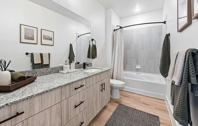 Model Unit Bathroom at Whispering Pines in Euless, TX