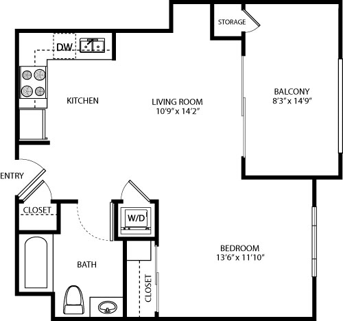 Studio, 1 bath, 592 sqft, $3,051