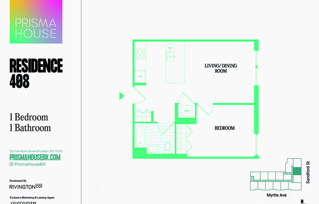 1 bed, 1 bath, $3,625, Unit 408