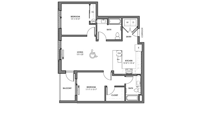 2 beds, 2 baths, 938 sqft, $2,325, Unit 215