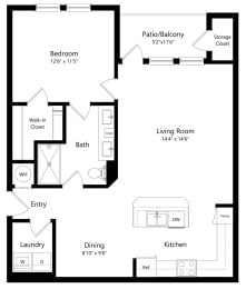 1 bed, 1 bath, 847 sqft, $1,685