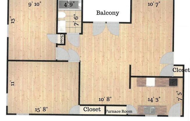 2 beds, 1 bath, 850 sqft, $1,595, Unit 420-15