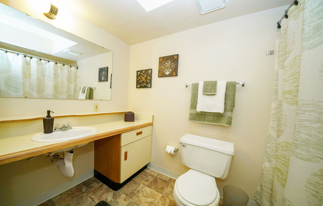 Large bathroom vanity area at South Bridge Apartments, Fort Wayne, IN, 46816