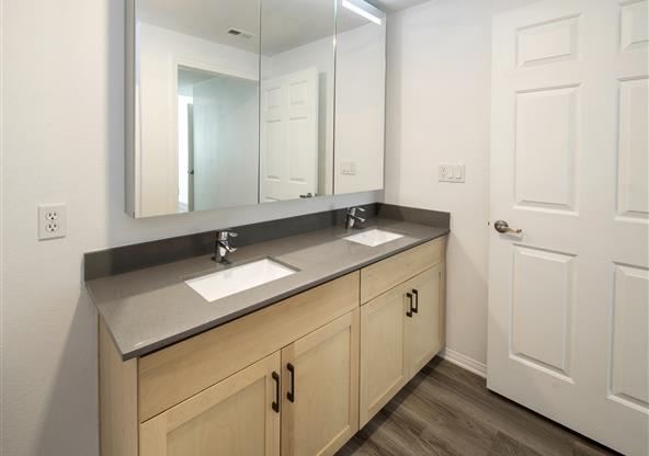 Renovated Bathrooms With Quartz Counters at 1724 Highland, Los Angeles