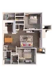 2 beds, 2 baths, 975 sqft, $3,125