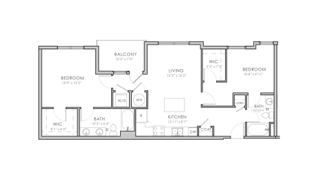 2 beds, 2 baths, 1,058 sqft, $2,125