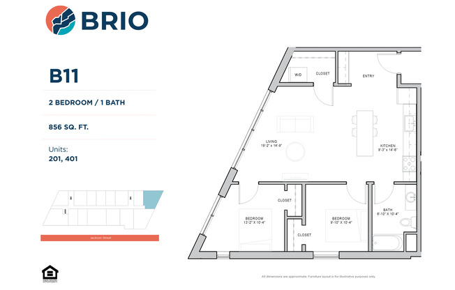 2 beds, 1 bath, 856 sqft, $1,695, Unit 201