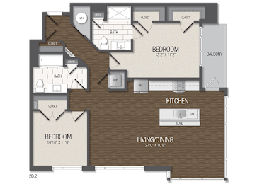 2 beds, 2 baths, 1,268 sqft, $3,069