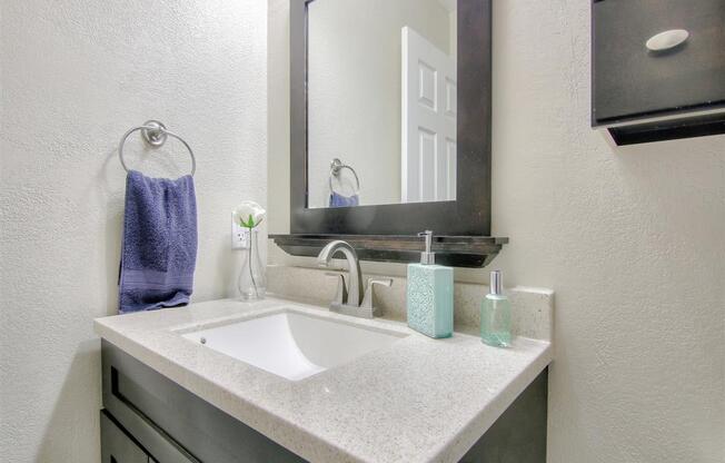 Upgraded Bathroom Fixtures at Magnolia Place Apartments, Sunnyvale, California