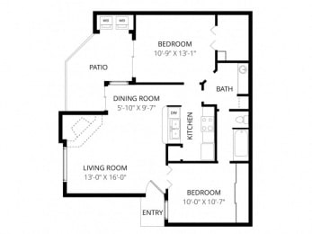 2 beds, 1 bath, 827 sqft, $1,180