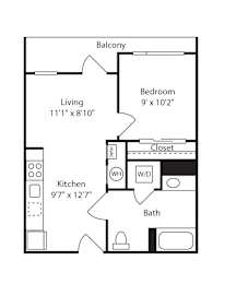 1 bed, 1 bath, 514 sqft, $3,588