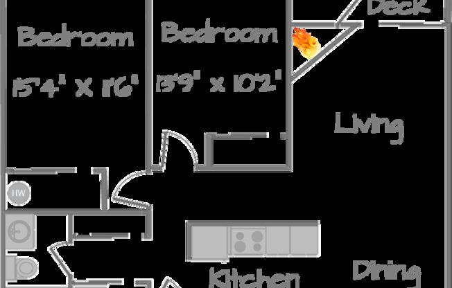 2 beds, 1 bath, 810 sqft, $2,095, Unit F206