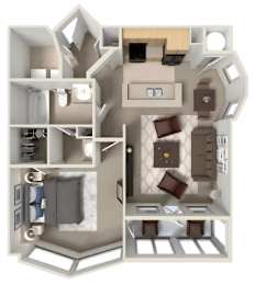 1 bed, 1 bath, 718 sqft, $1,344