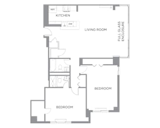 2 beds, 2 baths, 1,001 sqft, $2,501