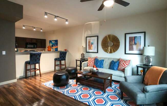 Living Room Come Kitchen View at The Maywood, Oklahoma City, OK