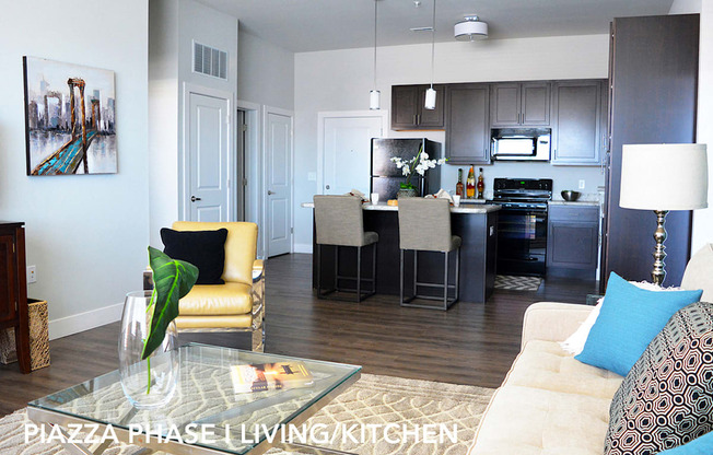 Kitchen And Living at Piazza on West Pine, Saint Louis, Missouri