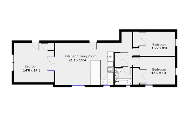 3 beds, 1 bath, $3,450, Unit 1