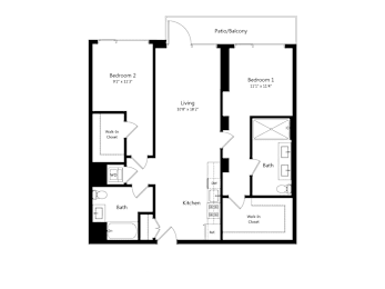 2 beds, 2 baths, 1,076 sqft, $4,100