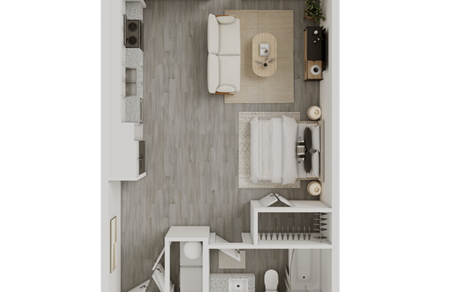 Studio, 1 bath, 597 sqft, $1,299