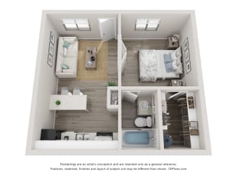 1 bed, 1 bath, 428 sqft, $905