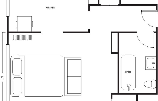 Studio, 1 bath, 475 sqft, $1,295, Unit 26