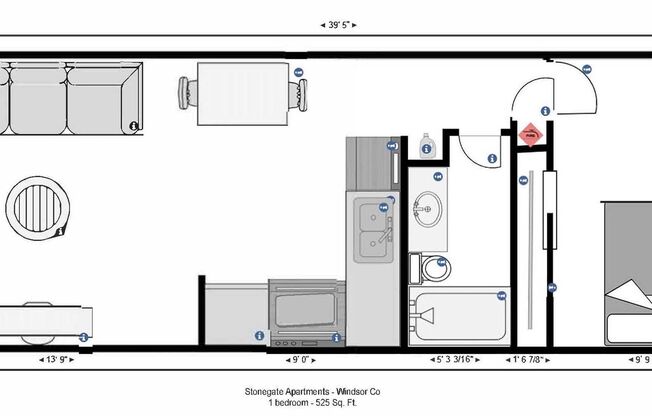1 bed, 1 bath, 557 sqft, $1,295, Unit 812 - Unit 102