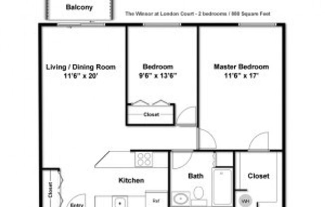 2 beds, 1 bath, 880 sqft, $1,895