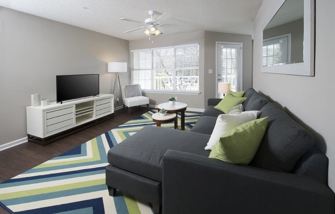 Spacious living rooms with ceiling fans (Signature)