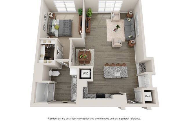 1 bed, 1 bath, 884 sqft, $1,800