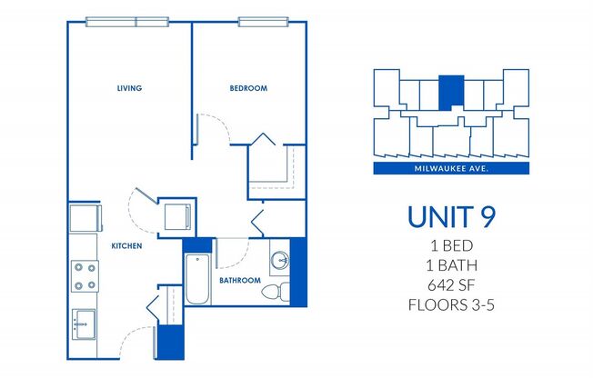 1 bed, 1 bath, 642 sqft, $2,343, Unit 830-309