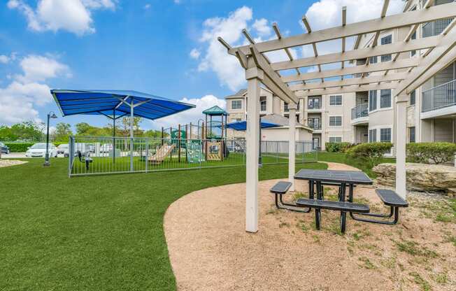 the preserve at ballantyne commons park with picnic table and playground