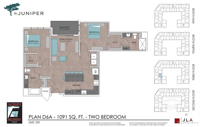 2 beds, 2 baths, 1,091 sqft, $2,125, Unit 339
