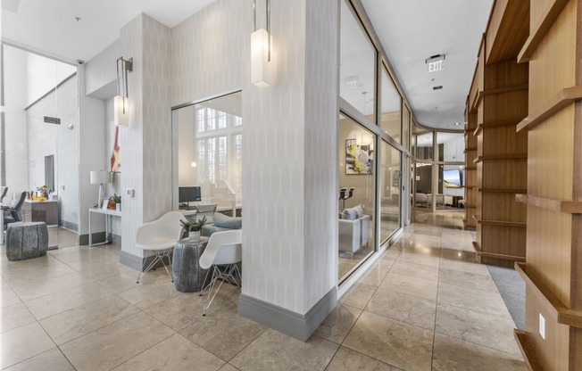 a view of the lobby from the second floor at Harbor Pointe, New Jersey, 07002